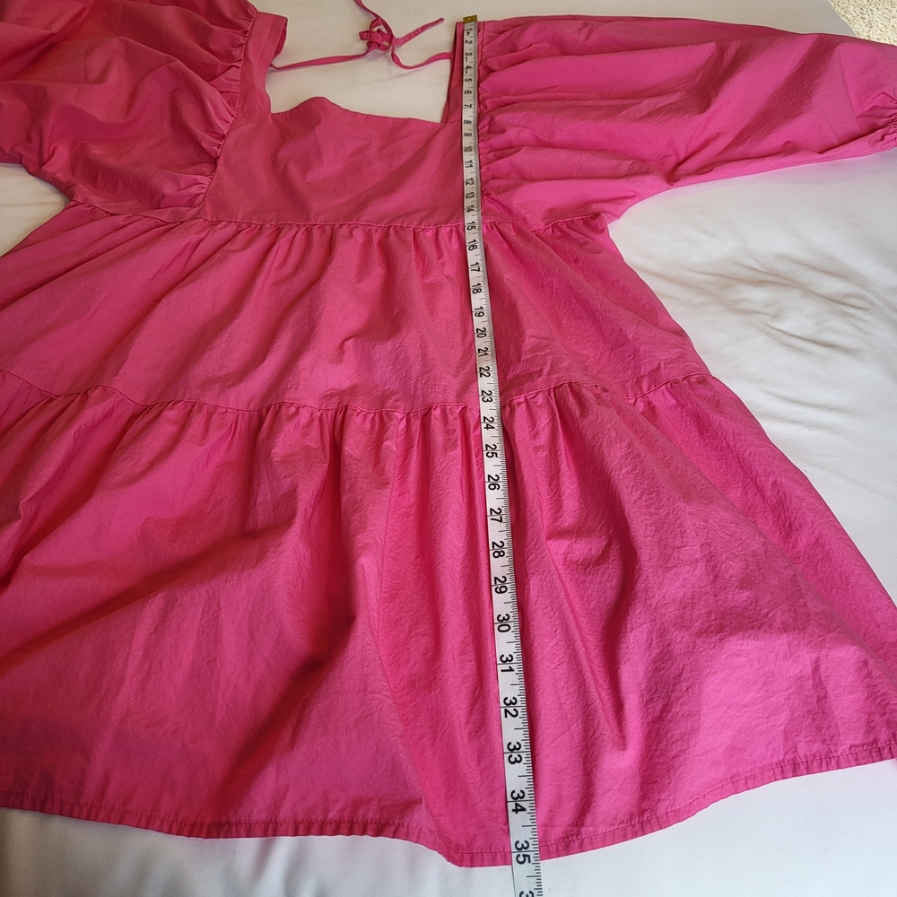 a new day Pink Tiered Babydoll Dress Balloon Sleeves Size L - Picture 11 of 11